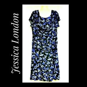 Jessica London Dresses - Jessica London Ruched Dress Black Purple Size 22W Jessica London Dresses - Jessica London Ruched Dress Black Purple Size 22W